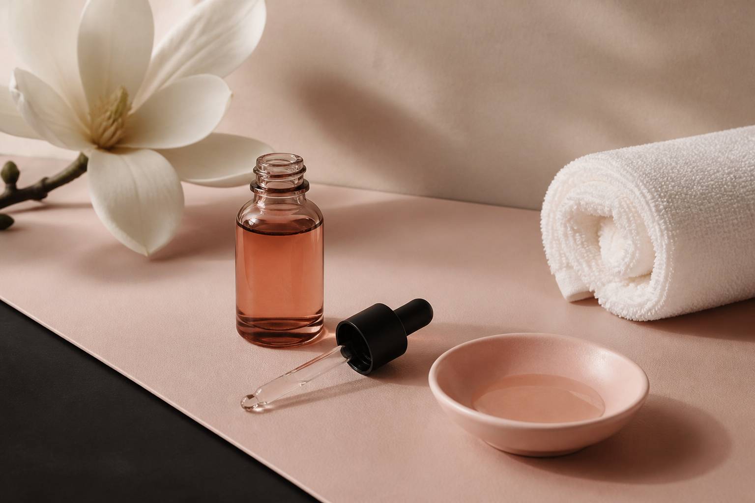 Flacon de sérum cosmétique générique avec une goutte de produit
